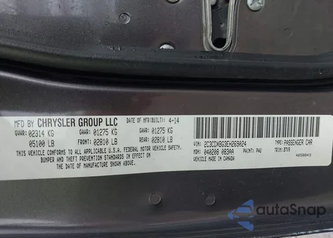 2014 Dodge Charger Se from USA, damaged, VIN 2C3CDXBG3EH269024